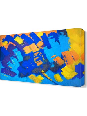 Dekor Sevgisi Mavi Sarı Fırça İzleri Tablosu 45x30 cm