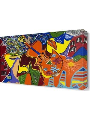 Dekor Sevgisi Çiçekli Keman Tablosu 45x30 cm
