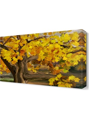 Dekor Sevgisi Sarı Yapraklı Ağaç Tablosu 45x30 cm