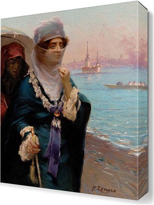 Dekor Sevgisi Kadın ve Kızkulesi Tablosu 45x30 cm