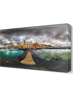 Dekor Sevgisi Yeşil Deniz Şehir Tablosu 75x50 cm