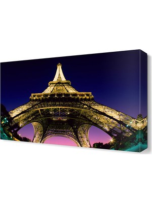 Dekor Sevgisi Gece Eyfel Kulesi Manzara Tablosu 45x30 cm