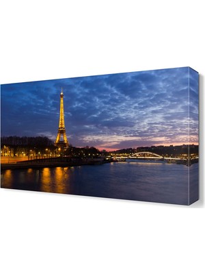 Dekor Sevgisi Sarı Işıklı Eyfel Kulesi Tablosu 45x30 cm