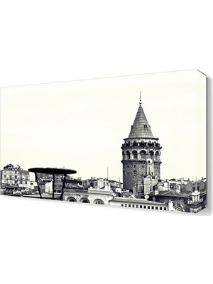 Dekor Sevgisi Siyah Beyaz Galata Kulesi Tablosu 45x30 cm