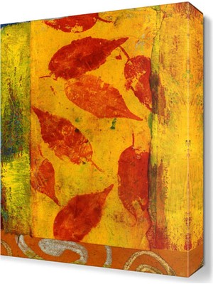 Dekor Sevgisi Kırmızı Yaprak Desenleri Tablosu 45x30 cm