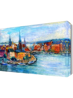 Dekor Sevgisi Büyük Nehir ve Şehir Tablosu 45x30 cm