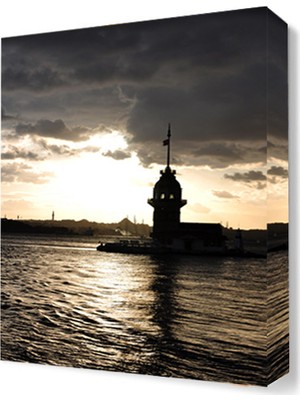 Dekor Sevgisi Gece Kız Kulesi Manzara Tablosu 45x30 cm