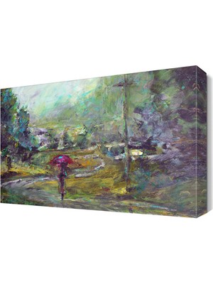 Dekor Sevgisi Kırmızı Şemsiyeli Kadın Tablosu 75x50 cm