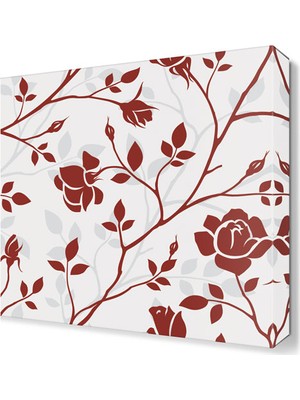 Dekor Sevgisi Bordo Çiçekler Canvas Tablo 30x30 cm
