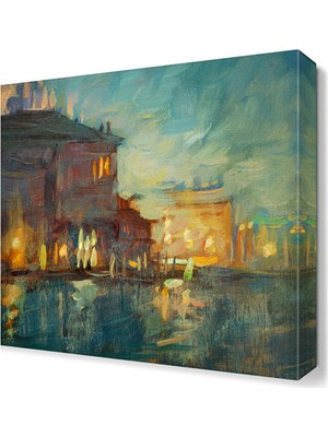 Dekor Sevgisi Yağlı Boya Şehir Tablosu 45x30 cm