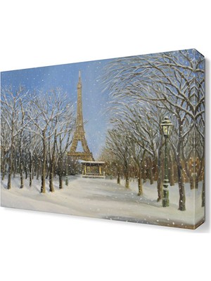 Dekor Sevgisi Kar ve Eyfel Kulesi Tablo 45x30 cm