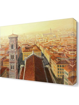 Dekor Sevgisi Büyük Çatılı Binalar Tablosu 45x30 cm