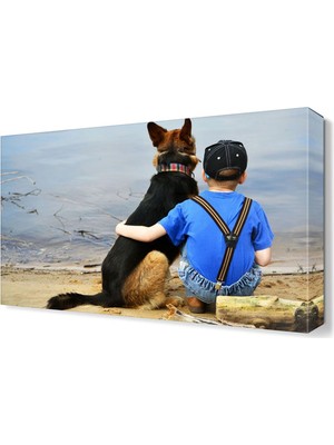 Dekor Sevgisi Köpek Dostluğu Canvas Tablo  45x30 cm
