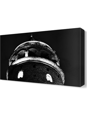 Dekor Sevgisi Galata Kulesi Siyah Beyaz Canvas Tablo  45x30 cm