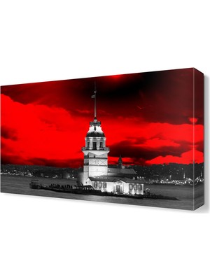 Dekor Sevgisi Kırmızı Kız Kulesi Canvas Tablo  45x30 cm
