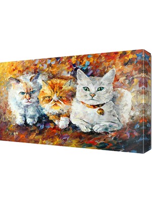 Dekor Sevgisi Üç Kedi Canvas Tablo  45x30 cm