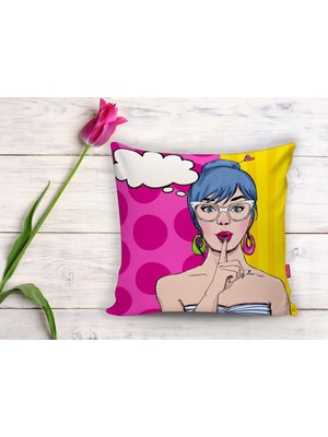 RealHomes Pop Art Dijital Baskılı Dekoratif Yastık Kırlent Kılıfı
