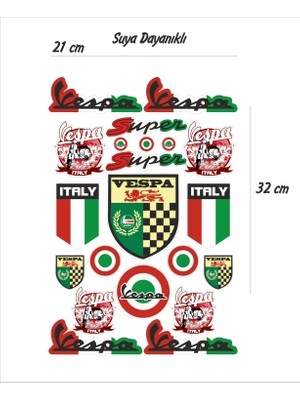 StickerMarket Vespa Motosiklet Sticker Seti