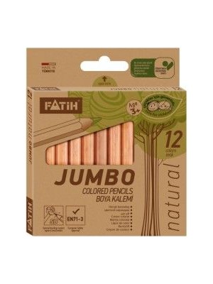 Fatih Natural Jumbo Boya Kalemi 12 Renk Yarım Boy