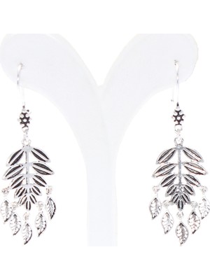 Nusret Takı 925 Ayar Gümüş Pul Sallantılı Yaprak Desenli Telkari Küpe