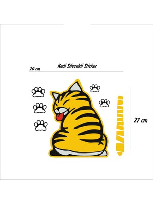 StickerMarket arka Cam Kedi Stickerı Silecekli