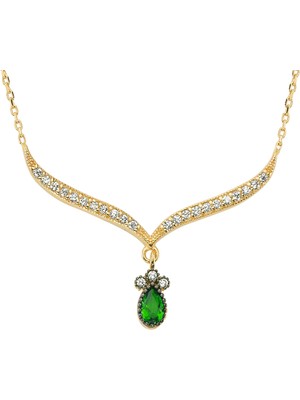 Altınsepeti Altın Zümrüt Yeşili Taşlı Gerdanlık Kolye As990Klr2
