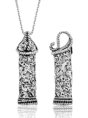 KENPAZAR Bayan Lili Gümüş Sarmaşık Desenli Cevşen Kolye