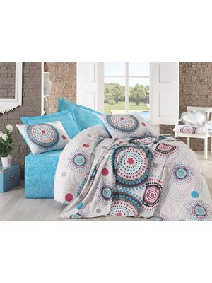 Cotton Box Çift Kişilik Sunset Nevresim Takımı + Pike Bret Turkuaz