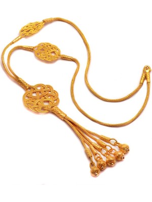 Sümer Telkari Kazaziye El Örgüsü Aşk Dügümü Altın Yaldızlı Uzun Kolye 386