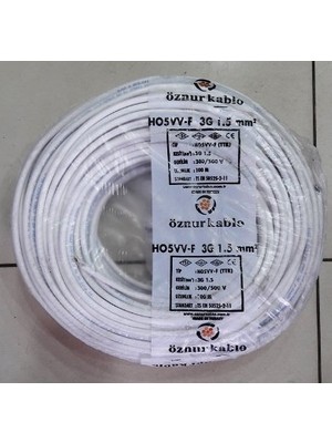 Öznur 3X1,5 Ttr Kablo 100Mt Beyaz Renk