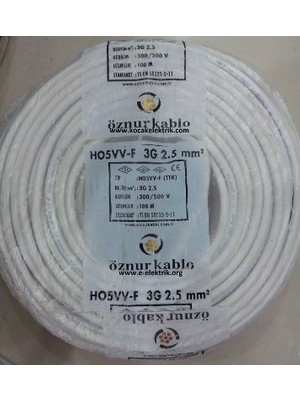 %100 TAM BAKIR Öznur 3 x 2,5 TTR Kablo 100 Mt H05VV-F 300/500 V Güçlü Elektrik İletimi