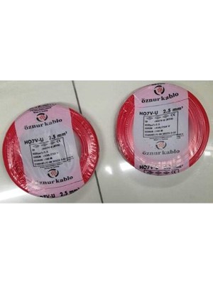 Öznur 2,5 Mm Nya Kablo Tek Damar Kırmızı 10 Metre