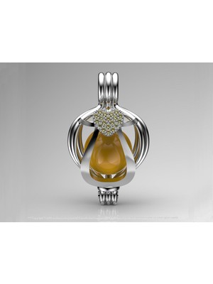 İstiridye İnci Tek Kalp Sitrin Kolye Seti (8-9 Mm Sarı Güney Denizi Aa Kalite)