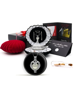 İstiridye İnci Kelebek Kolye Seti (8-9 Mm Beyaz Güney Denizi Aaa Kalite)