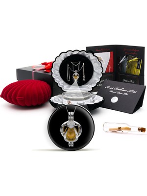 İstiridye İnci Tek Kalp Kolye Seti (8-9 Mm Sarı Güney Denizi Aa Kalite)