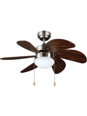 Kaşkar Aydınlatmalı 6 Kanatlı Tavan Vantilatörü 55W Nikel L36009