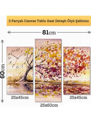 Tabloshop - Abstract Tree Tablo Saat - 81X60cm - Çerçeve Hediye