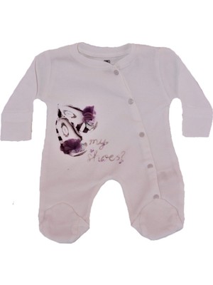 Bibaby Kız Bebek Patik Desenli Önden Çıtçıtlı Tulum