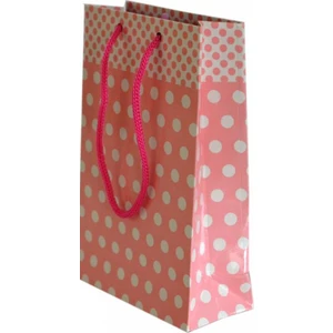 Parti Şöleni Pembe Puantiyeli Karton Çanta