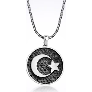 Mina Silver Ayyıldız Taşsız Gümüş Erkek Kolye