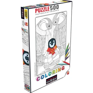 500 Parça Penguen Ailesi Puzzle (Boyanabilir)