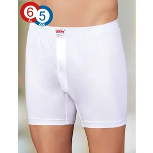 6'lı Paket Likralı Pamuk Erkek Boxer Beyaz ME010