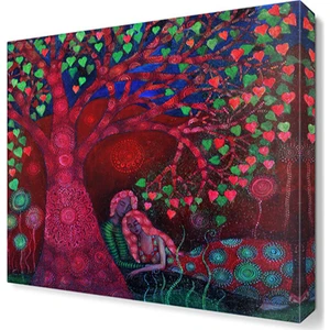 Dekor Sevgisi Pembe Aşk Ağacı Tablosu 40x40 cm
