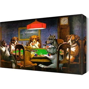 Dekor Sevgisi Kumar Oynayan Köpekler Canvas Tablo  45x30 cm