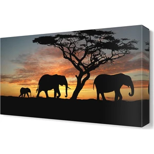 Dekor Sevgisi Fil Ailesi Canvas Tablo  45x30 cm