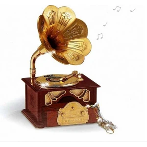 Gramofon Müzik Kutusu Beyaz