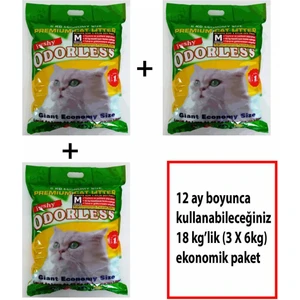ODORLESS Micro Kedi Kumu Yıllık Paket 3 X 6 kg