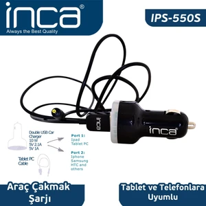 Univarsal Tablet Uyumlu Araç Şarjı Siyah Renk Ips-550S
