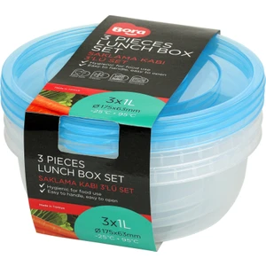 Bora Plastik Yuvarlak Saklama Kabı 175*63  1000 ML  3 LÜ SET BO551