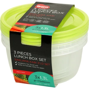 Bora Plastik Yuvarlak Saklama Kabı 175*85  1300 ML  3 LÜ SET BO552